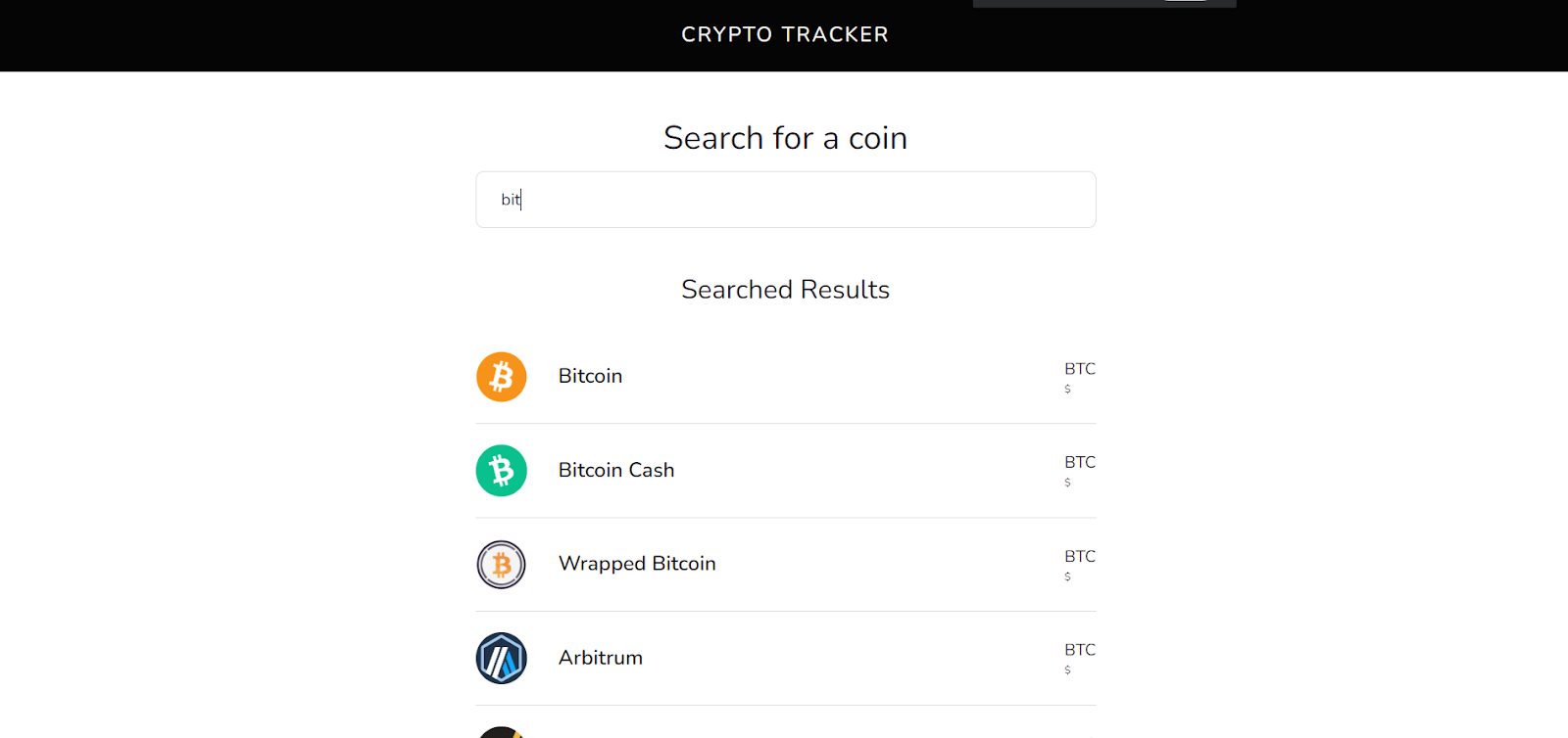 Crypto-Tracker-Search